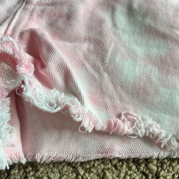 NWOT PacSun High Rise Festival pink white tie dye cut off shorts 25 - Picture 6 of 11